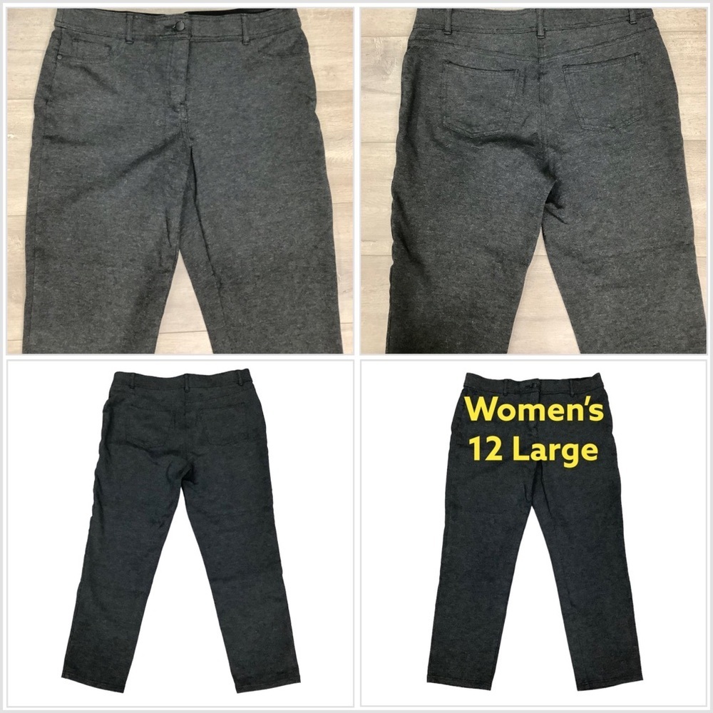 Women's Style & Co 12 Large Jeans Jeggins Ponte Pants Black Crop Ankle Stretch